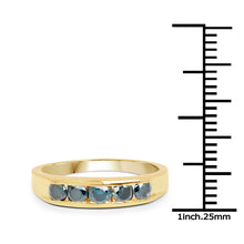 Load image into Gallery viewer, 14K Yellow Gold Plated 0.80 Carat Genuine Blue Diamond .925 Sterling Silver Ring