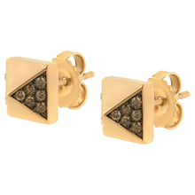 Load image into Gallery viewer, 14K Rose Gold 1/4 Cttw Brown Diamond Pyramid Stud Earring (Brown Color, SI1-SI2 Clarity)