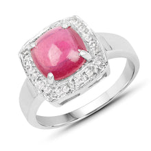 Load image into Gallery viewer, 3.31 Carat Glass Filled Ruby and White Topaz .925 Sterling Silver Ring