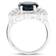 Load image into Gallery viewer, 5.11 Carat Genuine London Blue Topaz and White Diamond .925 Sterling Silver Ring