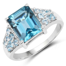 Load image into Gallery viewer, 4.39 Carat Genuine London Blue Topaz and Swiss Blue Topaz .925 Sterling Silver Ring
