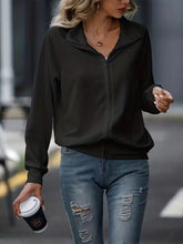 Load image into Gallery viewer, Simple White Zip Up Collared Neck Raglan Sleeve Jacket Comfortable Versatile Casual Women Wear