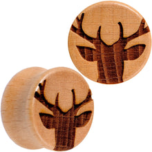 Load image into Gallery viewer, Organic Beechwood Holiday Antler Deer Saddle Plug Set Sizes 8mm to 25mm