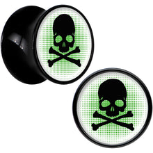 Load image into Gallery viewer, Black Acrylic Green Black Skull Saddle Plug Set 1/2