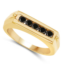 Load image into Gallery viewer, 14K Yellow Gold Plated 0.50 Carat Genuine Black Diamond .925 Sterling Silver Ring