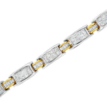 Load image into Gallery viewer, 14K Two-Tone Gold Princess and Baguette-Cut Diamond Link Bracelet (3.00 cttw, H-I Color, SI1-SI2 Clarity)