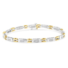 Load image into Gallery viewer, 10K Two-Tone Gold Princess Cut Diamond Geo Link Bracelet (1.00 cttw, H-I Color, SI1-SI2 Clarity)