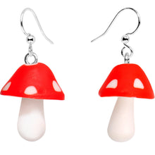 将图片加载到图库查看器,Handcrafted Silver Plated Trippy Mushrooms Fishhook Earrings