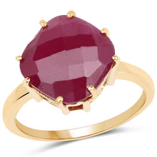 Load image into Gallery viewer, 14K Yellow Gold Plated 8.95 Carat Glass Filled Ruby .925 Sterling Silver Ring