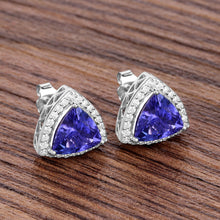 Load image into Gallery viewer, 4.62 Carat Genuine Tanzanite and White Diamond 14K White Gold Earrings