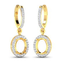 Load image into Gallery viewer, 0.32 Carat Genuine White Diamond 14K Yellow Gold Semi Mount Earrings - holds 8x6mm Oval Gemstones