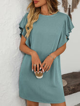 Load image into Gallery viewer, Ruffled Round Neck Short Sleeve Dress Feminine Simple Classic Dress Breathable And Comfy Dress