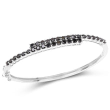 Load image into Gallery viewer, 4.00 Carat Genuine Black Diamond .925 Sterling Silver Bangle