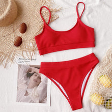 Load image into Gallery viewer, Female High Waist Swimsuit Bikini Sports Swimsuits For Women Two Piece Crop Top Bikini Set High Waist High Cut Bathing Suits Women Swimwear Two-piece Bikini Set Bathing Suit Swimwear