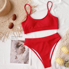 将图片加载到图库查看器,Female Push Up Swimsuit Modern Swimwear For Women Bikinis High Waist Bikini Set Solid Bikini 2 Piece Swimsuit Bathing Suits Women Bathing Suit High Waist Bikini Set Sport Wear Swimming Suit Bikini