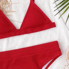 Load image into Gallery viewer, Female Swimsuit High Waist Bikini Women High Waist Swimsuits Triangle Bathing Suit V Neck Two Piece Bikini Sets Women Swimwear Two-pieces Bikini Set Ribbed Bather Bathing Suit Swim
