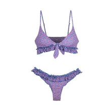 Load image into Gallery viewer, Female Swimsuit Women String Triangle Top Bikini Bottom Printed Push Up Swimsuit Bikini Sets Two Piece Split Button Beachwear Bathing Suit High Waist Bathing Suit High Cut