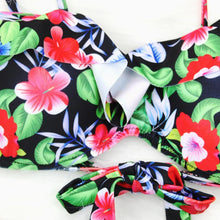 Load image into Gallery viewer, Female Two Piece Swimsuit Low Waist Bikini Floral Printing Swimwear Push Up Bathing Suit Detachable Padded Push Up Striped Bikini Set Two Piece Swimsuit Ladies Vintage Lace Bikini Sets Beach Swimwear