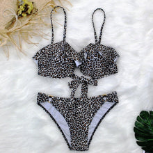 Load image into Gallery viewer, Female Two Piece Swimsuit Low Waist Bikini Floral Printing Swimwear Push Up Bathing Suit Detachable Padded Push Up Striped Bikini Set Two Piece Swimsuit Ladies Vintage Lace Bikini Sets Beach Swimwear