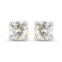 Load image into Gallery viewer, 0.71 Carat Genuine White Diamond 14K White Gold Earrings