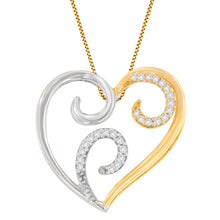 Load image into Gallery viewer, 10K Two-Toned Gold 1/10 cttw Round Cut Diamond Swirl Heart Accent Pendant Necklace (H-I, I1-I2)