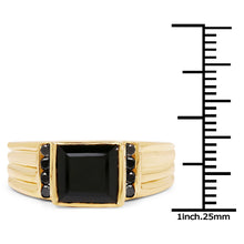 将图片加载到图库查看器,2.16 Carat Genuine Black Onyx and Black Diamond .925 Sterling Silver Ring