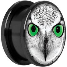 Load image into Gallery viewer, Black White Owl Black Anodized Screw Fit Plug Set 18mm