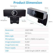 将图片加载到图库查看器,FHD 1080P Webcam USB Auto Focus with Microphone