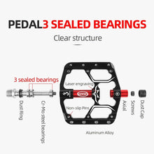 Load image into Gallery viewer, Flat Bike Pedals Road 3 Sealed Bearings Bicycle Pedals Mountain Bike Pedals Wide Platform Accessories Mountain Bike Pedals Aluminum Bicycle Flat Platform Pedals Lightweight Non-Slip Sealed Bearing For Road Mountain