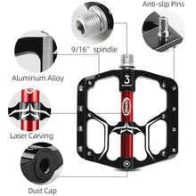 Load image into Gallery viewer, Flat Bike Pedals Road 3 Sealed Bearings Bicycle Pedals Mountain Bike Pedals Wide Platform Accessories Mountain Bike Pedals Aluminum Bicycle Flat Platform Pedals Lightweight Non-Slip Sealed Bearing For Road Mountain