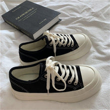 Load image into Gallery viewer, Flat White Sneakers Women's Sports Shoes Platform Vintage Casual Footwear Round Tennis Athletic Canvas Trainers White Sneakers Low Top Canvas Sneakers