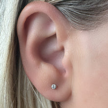 Load image into Gallery viewer, Gold Medical Grade Titanium Flat Back Earring 18G 3mm CZ Reversible Star