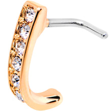 将图片加载到图库查看器,18G Clear CZ Rose Gold Tone Sleek Faux Hoop L Shaped Nose Ring