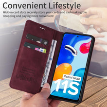 Load image into Gallery viewer, Flip Leather RFID Blocking Wallet Case For Xiaomi Redmi Note 11 10 9 8 7 10C 10A 9 9A 9C 9T 8 Xiaomi Poco X3 X4 NFC M3 M4 Pro F3 Magnetic Leather Wallet Card Slots Phone Case Flip Bumper Protective Cover