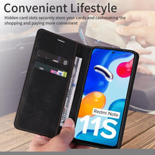 Load image into Gallery viewer, Flip Leather RFID Blocking Wallet Case For Xiaomi Redmi Note 11 10 9 8 7 10C 10A 9 9A 9C 9T 8 Xiaomi Poco X3 X4 NFC M3 M4 Pro F3 Magnetic Leather Wallet Card Slots Phone Case Flip Bumper Protective Cover