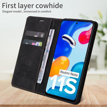 Load image into Gallery viewer, Flip Leather RFID Blocking Wallet Case For Xiaomi Redmi Note 11 10 9 8 7 10C 10A 9 9A 9C 9T 8 Xiaomi Poco X3 X4 NFC M3 M4 Pro F3 Magnetic Leather Wallet Card Slots Phone Case Flip Bumper Protective Cover
