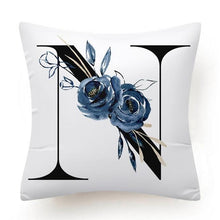 Load image into Gallery viewer, Floral Pillow Covers Alphabet Decorative Pillow Cases ABC Letter Flowers Cushion Covers Blue Flowers Polyester Pillowcase Decorative Sofa Pillows Cover Luxury Soft Materials