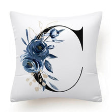 Load image into Gallery viewer, Floral Pillow Covers Alphabet Decorative Pillow Cases ABC Letter Flowers Cushion Covers Blue Flowers Polyester Pillowcase Decorative Sofa Pillows Cover Luxury Soft Materials