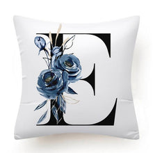 Load image into Gallery viewer, Floral Pillow Covers Alphabet Decorative Pillow Cases ABC Letter Flowers Cushion Covers Blue Flowers Polyester Pillowcase Decorative Sofa Pillows Cover Luxury Soft Materials