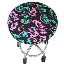 Load image into Gallery viewer, Floral Printed Round Chair Cover Bar Stool Elastic Seat Cover Home Chair Slipcover Anti-dirty Case Removable Chair Protector Stretch Round Bar Stool Covers Washable Stool Cushion Slipcover Elastic Bar Chair Covers