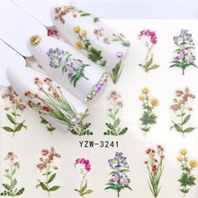 Load image into Gallery viewer, Flower Animal Designs Water Transfer Sticker Nail Art Decals Fashion Wraps Tips Manicure Tools Nail Watermark Decals iridescent Decoration Nail Self-Adhesive Decals Nail Stickers Water Transfer Fresh Nail Decals for Nail Art