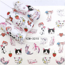 Load image into Gallery viewer, Flower Animal Designs Water Transfer Sticker Nail Art Decals Fashion Wraps Tips Manicure Tools Nail Watermark Decals iridescent Decoration Nail Self-Adhesive Decals Nail Stickers Water Transfer Fresh Nail Decals for Nail Art