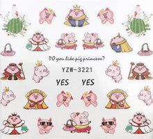 Load image into Gallery viewer, Flower Animal Designs Water Transfer Sticker Nail Art Decals Fashion Wraps Tips Manicure Tools Nail Watermark Decals iridescent Decoration Nail Self-Adhesive Decals Nail Stickers Water Transfer Fresh Nail Decals for Nail Art