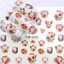 Load image into Gallery viewer, Flower Animal Designs Water Transfer Sticker Nail Art Decals Fashion Wraps Tips Manicure Tools Nail Watermark Decals iridescent Decoration Nail Self-Adhesive Decals Nail Stickers Water Transfer Fresh Nail Decals for Nail Art