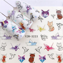 Load image into Gallery viewer, Flower Animal Designs Water Transfer Sticker Nail Art Decals Fashion Wraps Tips Manicure Tools Nail Watermark Decals iridescent Decoration Nail Self-Adhesive Decals Nail Stickers Water Transfer Fresh Nail Decals for Nail Art