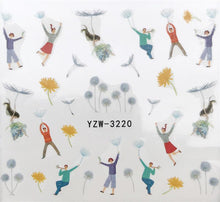 Load image into Gallery viewer, Flower Animal Designs Water Transfer Sticker Nail Art Decals Fashion Wraps Tips Manicure Tools Nail Watermark Decals iridescent Decoration Nail Self-Adhesive Decals Nail Stickers Water Transfer Fresh Nail Decals for Nail Art