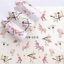Load image into Gallery viewer, Flower Animal Designs Water Transfer Sticker Nail Art Decals Fashion Wraps Tips Manicure Tools Nail Watermark Decals iridescent Decoration Nail Self-Adhesive Decals Nail Stickers Water Transfer Fresh Nail Decals for Nail Art