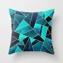 Load image into Gallery viewer, Flower Leaves Pattern Throw Pillow Case Teal Blue Cushion Covers Modern Teal Throw Pillow Covers Ocean Bohemia Decorative Couch Pillow Cases Sea Cotton Linen Decorative Pillowcases
