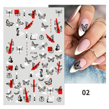 Load image into Gallery viewer, Flowers Leaves Line 3D Nail Stickers Autumn Winter Fall Leaf Design Transfer Sliders Abstract Waves Nail Art Decals Manicures Decal Self-Adhesive 3D Wave Design Decoration for Women Girls Tape Nail Art Stickers Decal Decoration