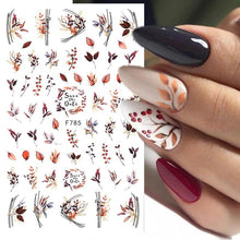 Load image into Gallery viewer, Flowers Leaves Line 3D Nail Stickers Autumn Winter Fall Leaf Design Transfer Sliders Abstract Waves Nail Art Decals Manicures Decal Self-Adhesive 3D Wave Design Decoration for Women Girls Tape Nail Art Stickers Decal Decoration